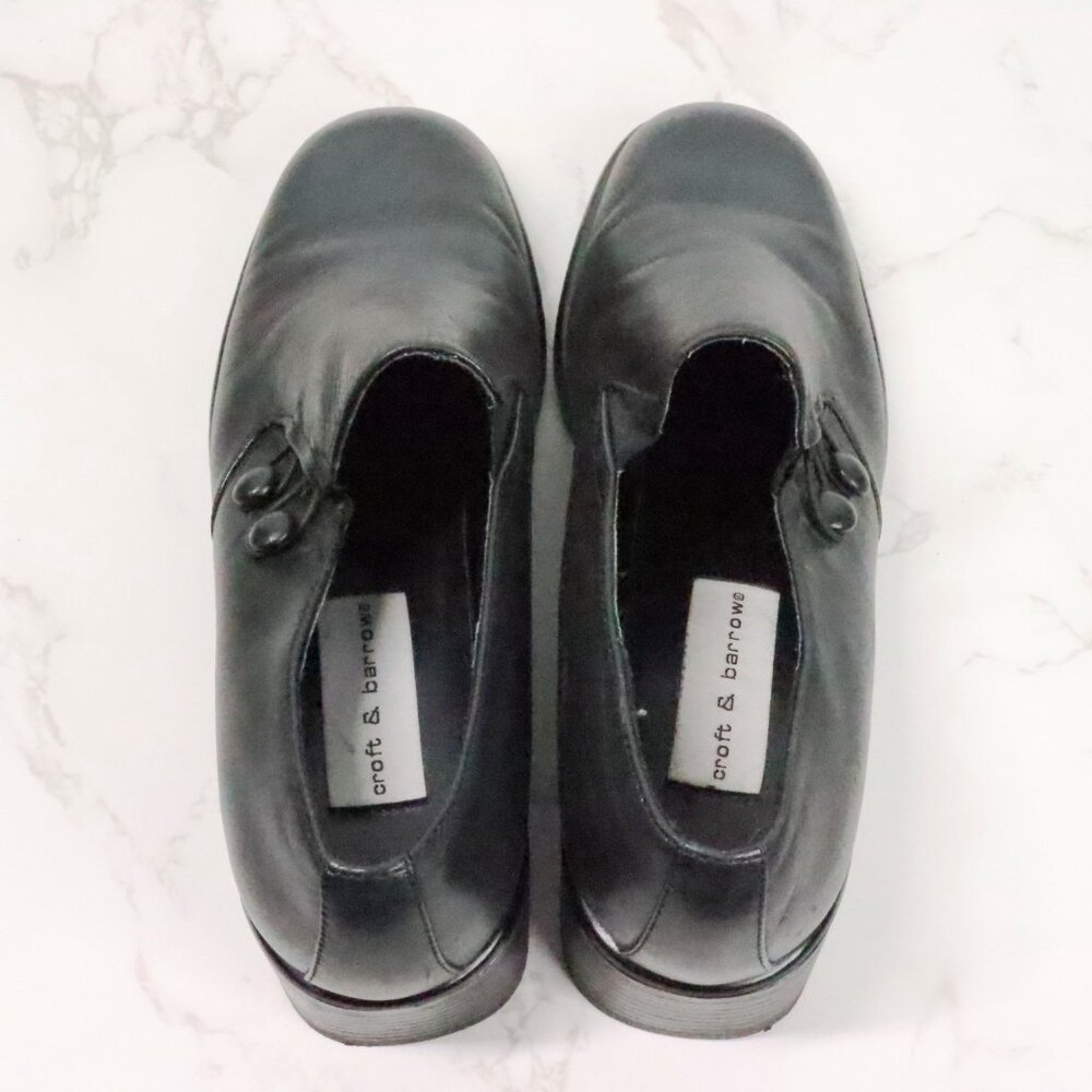 Croft & Barrow Womens 8M Katie Black Leather Chunky Y2K Square Toe Loafer Shoes - Picture 7 of 10